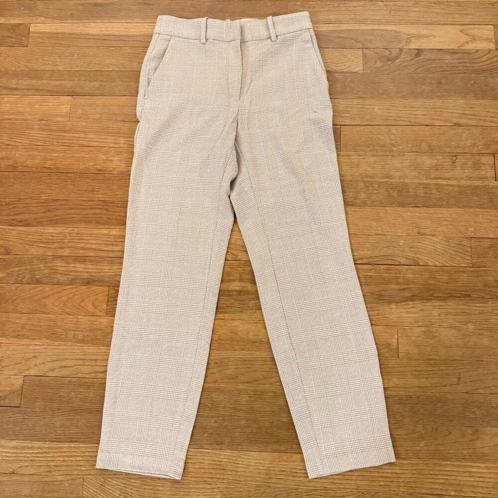 H&M cream checkered cropped ankle pants size 4
 b54